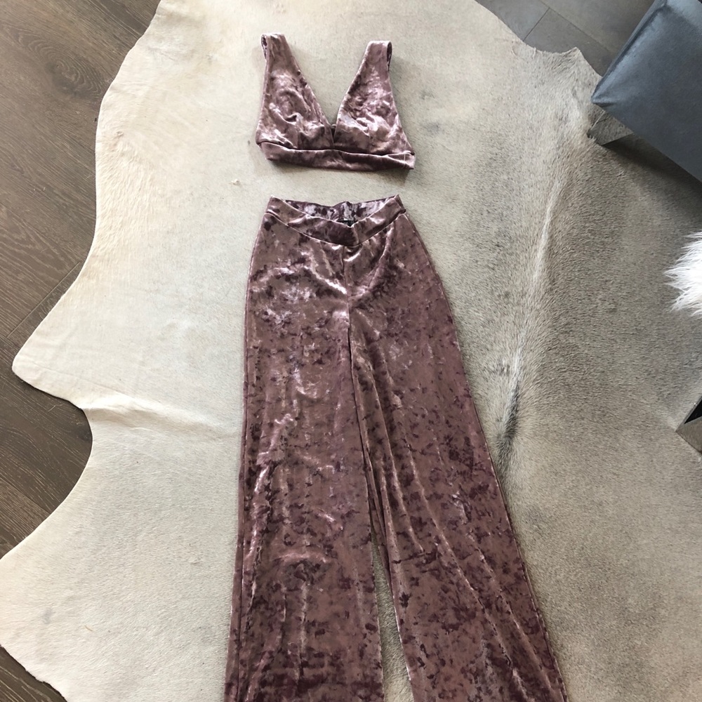 2 piece crop top and pants outfit